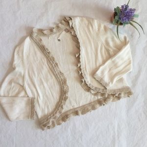 {Anthropologie} Cropped Ruffle Cardigan.